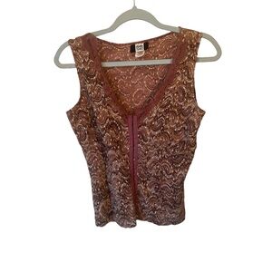 Studio 1940 mauve pink  Paisley Lace corset tank top medium coquette